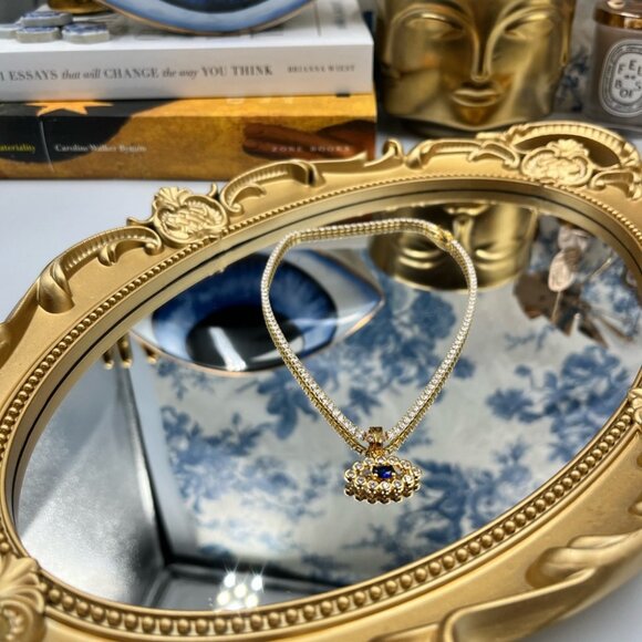 🆕 CRYSTAL HAZE 🧿 BNWT The Evil Eye Pendant - 18K Gold Plated Brass - Picture 10 of 16